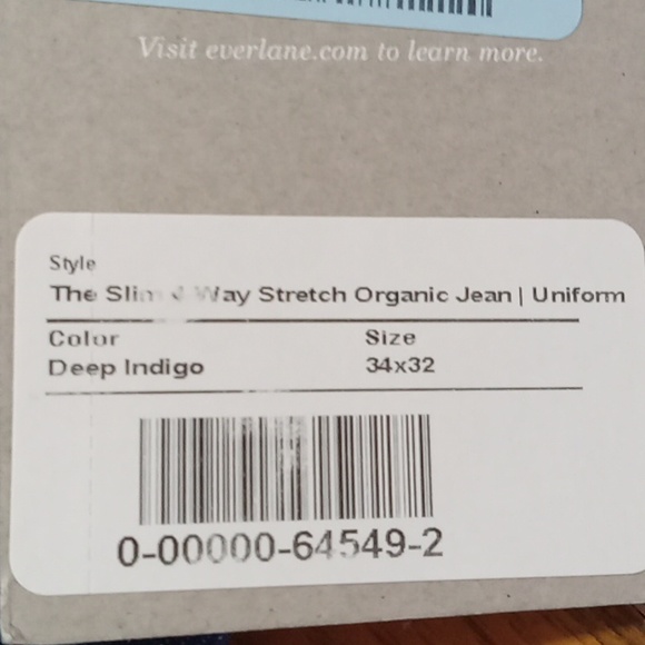 EVERLANE MEN'S Jeans DENIM Pants New Slim Organic    34 x 32 Blue Deep Indigo - Picture 6 of 8